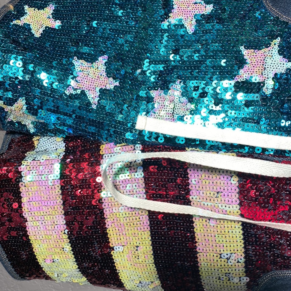 JUICY COUTURE - shorts: American flag sequined denim jeans w adj. tie waist - XL - Picture 11 of 16